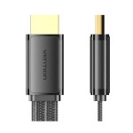 Кабель Vention HDMI-HDMI v2.1 8K 60Hz 4K 144Hz 2K 240Hz QFT 48Gbps 2m Flat Cotton Black (ALKBH)
