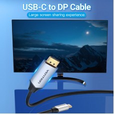 Кабель Vention Type-C-DisplayPort v1.2 4K 60Hz 2K 144Hz 1.5m Aluminum Alloy Black (CGZBG)