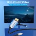Кабель Vention Type-C-DisplayPort v1.2 4K 60Hz 2K 144Hz 1.5m Aluminum Alloy Black (CGZBG)