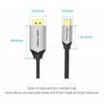 Кабель Vention Type-C-DisplayPort v1.2 4K 60Hz 2K 144Hz 2m Aluminum Alloy Black (CGZBH)