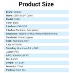 Кабель Vention Type-C-DisplayPort v1.2 4K 60Hz 2K 144Hz 2m Aluminum Alloy Black (CGZBH)