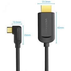 Кабель Vention Type-C-HDMI v2.0 4K 60Hz Degree 90° 1.5m PVC Black (CGVBG)