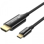 Кабель Vention Type-C-HDMI v2.1 8K 60Hz 4K/2K 240Hz Thunderbolt 3/4 HDCP2.3 VRR HDR 1.8m Black (CRCBAC)