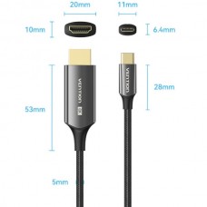 Кабель Vention Type-C-HDMI v2.1 8K 60Hz 4K/2K 240Hz Thunderbolt 3/4 HDCP2.3 VRR HDR 2m Black (CRCBH)