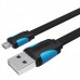 Кабель Vention USB-MicroUSB PVC Flat 1m Black (VAS-A08-B100)