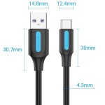 Кабель Vention USB-Type-C 0.5m 5A 25W PVC Black (CORBD)