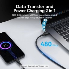 Кабель Vention USB-Type-C 1.5m 3A 18W PVC Black (CTHBG)
