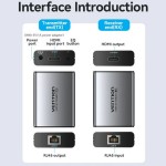 Удлинитель Vention HDMI-HDMI v1.4 1080p 60Hz 3D DD7.1 по UTP до 60m з БЖ RX/TX Gray (AKGH0-EU)