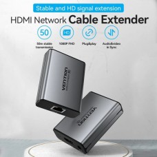 Удлинитель Vention HDMI-HDMI v1.4 1080p 60Hz 3D DD7.1 по UTP до 60m з БЖ RX/TX Gray (AKGH0-EU)