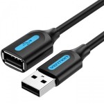 Удлинитель Vention USB-USB 2.0 F/M PVC Round 480Mbps 1.5m Black (ZAFBG)