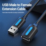 Удлинитель Vention USB-USB 2.0 F/M PVC Round 480Mbps 1.5m Black (ZAFBG)