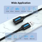 Удлинитель Vention USB-USB 2.0 F/M PVC Round 480Mbps 1.5m Black (ZAFBG)