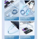 Кабель 3 в 1 USB-MicroUSB-Type-C-Lightning Vention PVC Cotton Braided PD 60W 3А 480Mbps 1.5m Black (CTPBG)