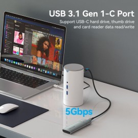 USB HUB Vention 12 in 1 Type-C-HDMI-RJ45-VGA-3.5мм-SD-TF-USB 4K30Hz PD 100W White (TPHWC-EU)
