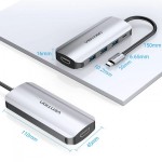 USB HUB Vention 5 in 1 Type-C-HDMI-USB 3USB 1Type-C PD 100W Gray (THFHB)
