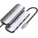 USB HUB Vention 5 in 1 Type-C-HDMI-USB 3USB 1Type-C PD 100W Gray (THFHB)