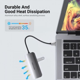 USB HUB Vention 5 in 1 Type-C-HDMI-USB 3USB 1Type-C PD 100W Gray (THFHB)
