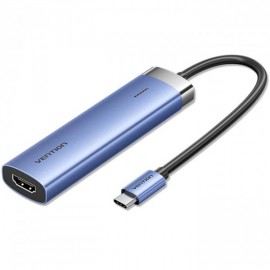 USB HUB Vention 5 in 1 Type-C-HDMI-USB 3USB 1Type-C PD 100W Aluminum Alloy Blue (TGESB)