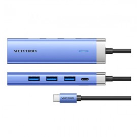 USB HUB Vention 5 in 1 Type-C-HDMI-USB 3USB 1Type-C PD 100W Aluminum Alloy Blue (TGESB)