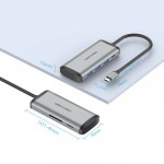 USB HUB Vention 6 in 1 Type-C-SD-TF-USB 3USB 1Type-C PD 87W Gray (TGRHB)