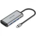 USB HUB Vention 6 in 1 Type-C-SD-TF-USB 3USB 1Type-C PD 87W Gray (TGRHB)