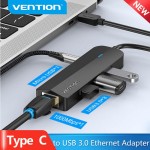 USB HUB Vention Type-C-RJ45-USB 100M Ethernet Black (TGPBB)