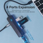 USB HUB Vention Type-C-RJ45-USB 100M Ethernet Black (TGPBB)