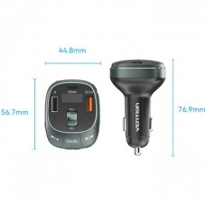Автомобильный FM-трансмиттер Vention PD 54W 2USB 1Type-C (C+A+A) LED/USB Flash/Bluetooth Black (FFLB0)