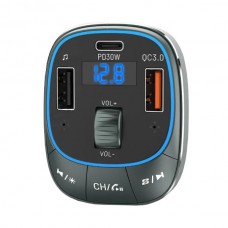 Автомобильный FM-трансмиттер Vention PD 54W 2USB 1Type-C (C+A+A) LED/USB Flash/Bluetooth Black (FFLB0)