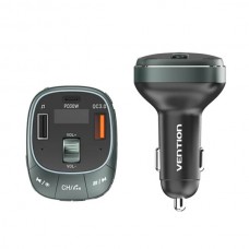 Автомобильный FM-трансмиттер Vention PD 54W 2USB 1Type-C (C+A+A) LED/USB Flash/Bluetooth Black (FFLB0)