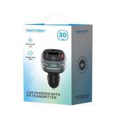 Автомобильный FM-трансмиттер Vention PD 54W 2USB 1Type-C (C+A+A) LED/USB Flash/Bluetooth Black (FFLB0)