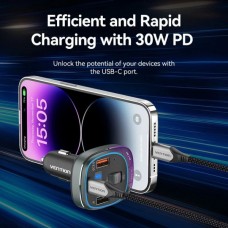 Автомобильный FM-трансмиттер Vention PD 54W 2USB 1Type-C (C+A+A) LED/USB Flash/Bluetooth Black (FFLB0)