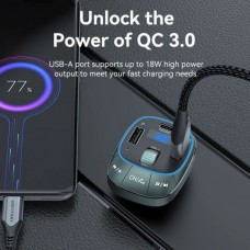 Автомобильный FM-трансмиттер Vention PD 54W 2USB 1Type-C (C+A+A) LED/USB Flash/Bluetooth Black (FFLB0)