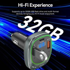 Автомобильный FM-трансмиттер Vention PD 54W 2USB 1Type-C (C+A+A) LED/USB Flash/Bluetooth Black (FFLB0)