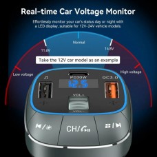 Автомобильный FM-трансмиттер Vention PD 54W 2USB 1Type-C (C+A+A) LED/USB Flash/Bluetooth Black (FFLB0)