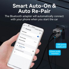 Адаптер USB Bluetooth 5.0 Vention AUX TRS 3.5мм Zinc Alloy 1.5m Gray (NAGHG)