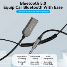 Адаптер USB Bluetooth 5.0 Vention AUX TRS 3.5мм Zinc Alloy 1.5m Gray (NAGHG)