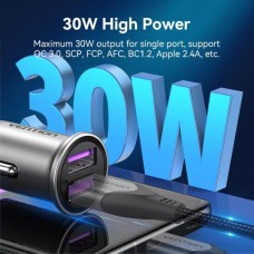 Автомобильное зарядное устройство Vention 2USB 30W 5A QC3.0 Gray Mini Aluminium Alloy Gray (FFEH0)