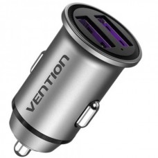Автомобильное зарядное устройство Vention 2USB 30W 5A QC3.0 Gray Mini Aluminium Alloy Gray (FFEH0)
