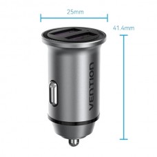 Автомобильное зарядное устройство Vention 2USB 30W 5A QC3.0 Gray Mini Aluminium Alloy Gray (FFEH0)