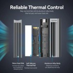 Внешний карман Vention для SSD M.2 (NVME) M-key Type-C 3.2 10Gbps Heat Sink Aluminum сіра Gray (KPKH0)