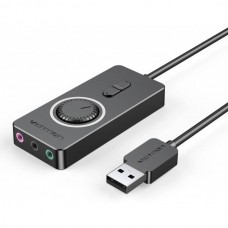 Звуковая карта USB Vention Audio USB-3.5мм 0.15m Volume Control (OMTP-CTIA) Black (CDRBB)