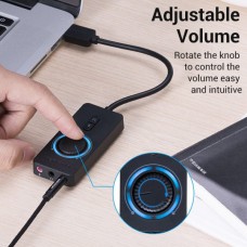 Звуковая карта USB Vention Audio USB-3.5мм 0.15m Volume Control (OMTP-CTIA) Black (CDRBB)