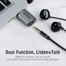 Звуковая карта USB Vention Audio USB-3.5мм 4pin Metal (OMTP-CTIA) Gray (CDLH0)