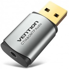 Звуковая карта USB Vention Audio USB-3.5мм 4pin Metal (OMTP-CTIA) Gray (CDLH0)