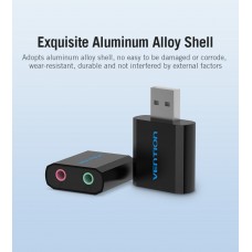 Звуковая карта USB Vention Audio USB-3.5мм Metal Black (VAB-S17-B)