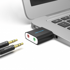 Звуковая карта USB Vention Audio USB-3.5мм Metal Black (VAB-S17-B)