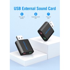 Звуковая карта USB Vention Audio USB-3.5мм Metal Black (VAB-S17-B)