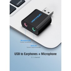 Звуковая карта USB Vention Audio USB-3.5мм Metal Black (VAB-S17-B)