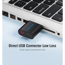 Звуковая карта USB Vention Audio USB-3.5мм Metal Black (VAB-S17-B)